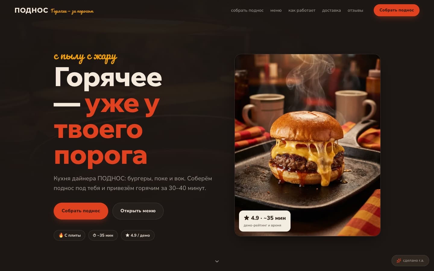 Пример сайта — Доставка еды «ПОДНОС»
