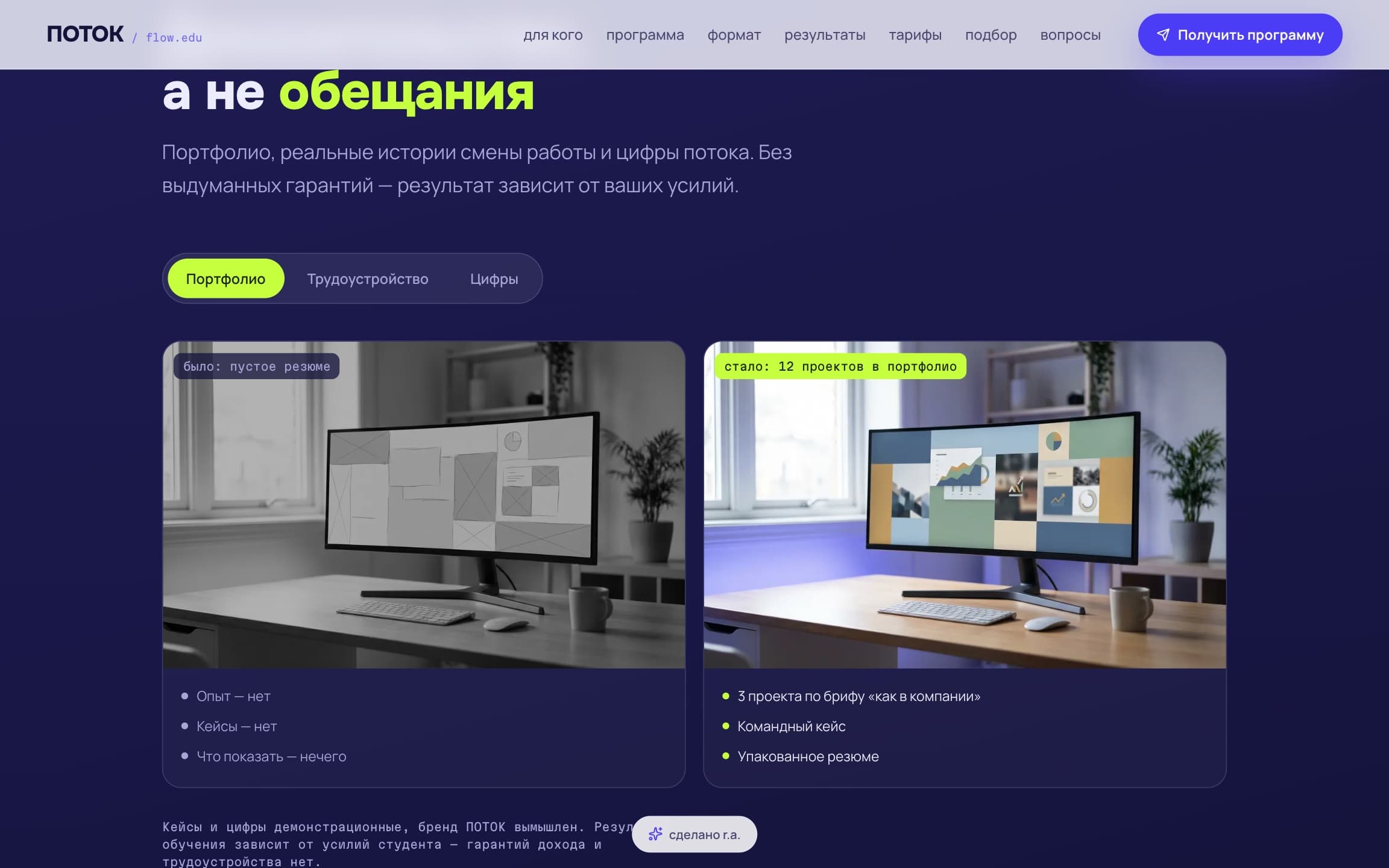 Пример сайта — Онлайн-школа «ПОТОК»