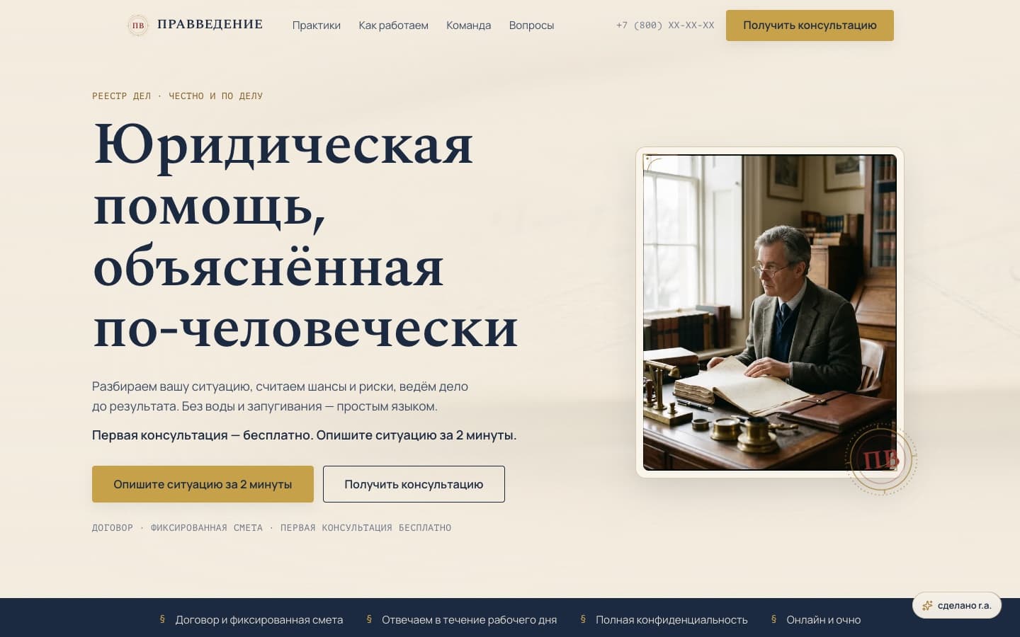 Пример сайта — Юрфирма «ПРАВВЕДЕНИЕ»
